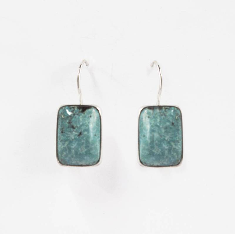 Handgemachte Türkis Sterling Silber Ohrringe Rechteck Ohrhänger von JanPalomboDesign