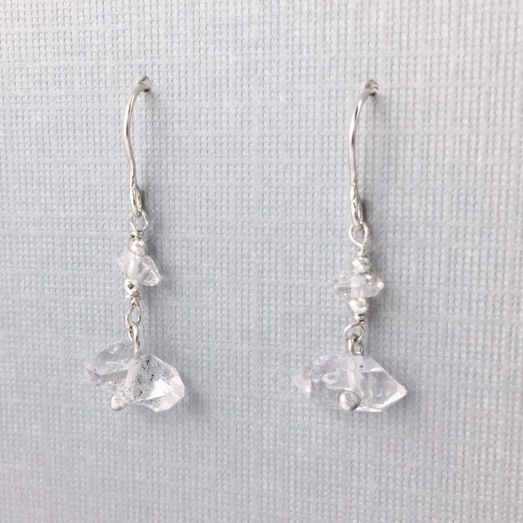 Herkimer Diamant Ohrringe Rohe Quarzkristall Doppelender von JanPalomboDesign