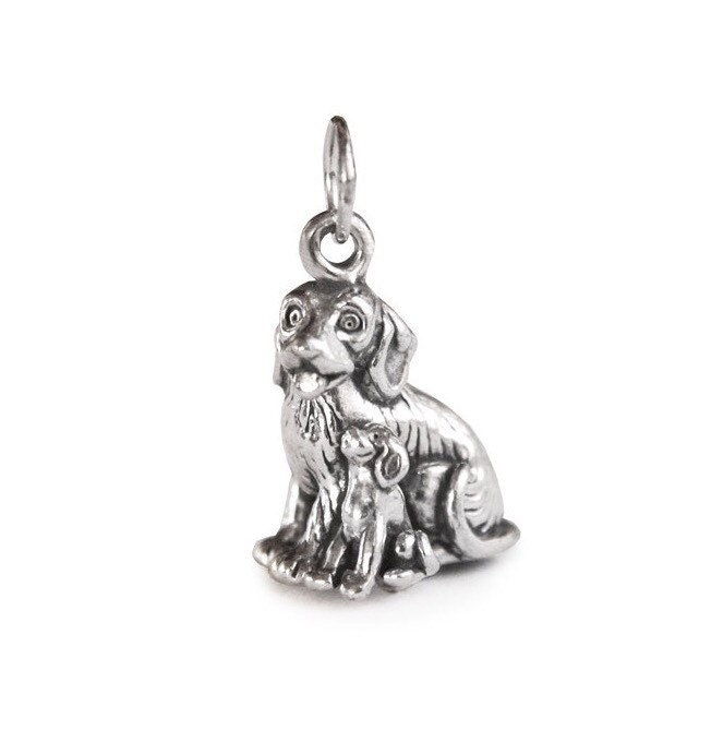 Hund Und Welpe Sterling Silber Charm von JanPalomboDesign