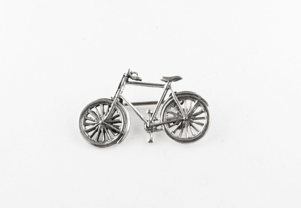 Kleine Fahrrad Sterling Silber Brosche von JanPalomboDesign