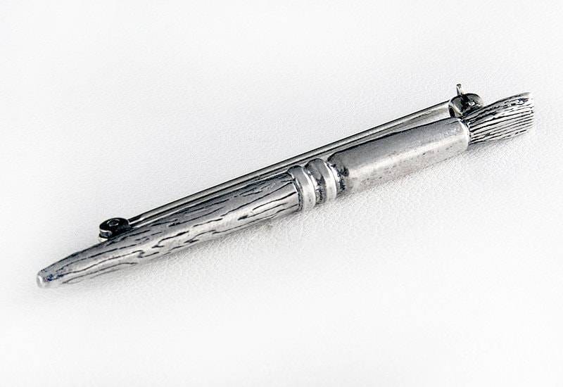 Künstler Paintbrush Sterling Silber Pin Brosche von JanPalomboDesign