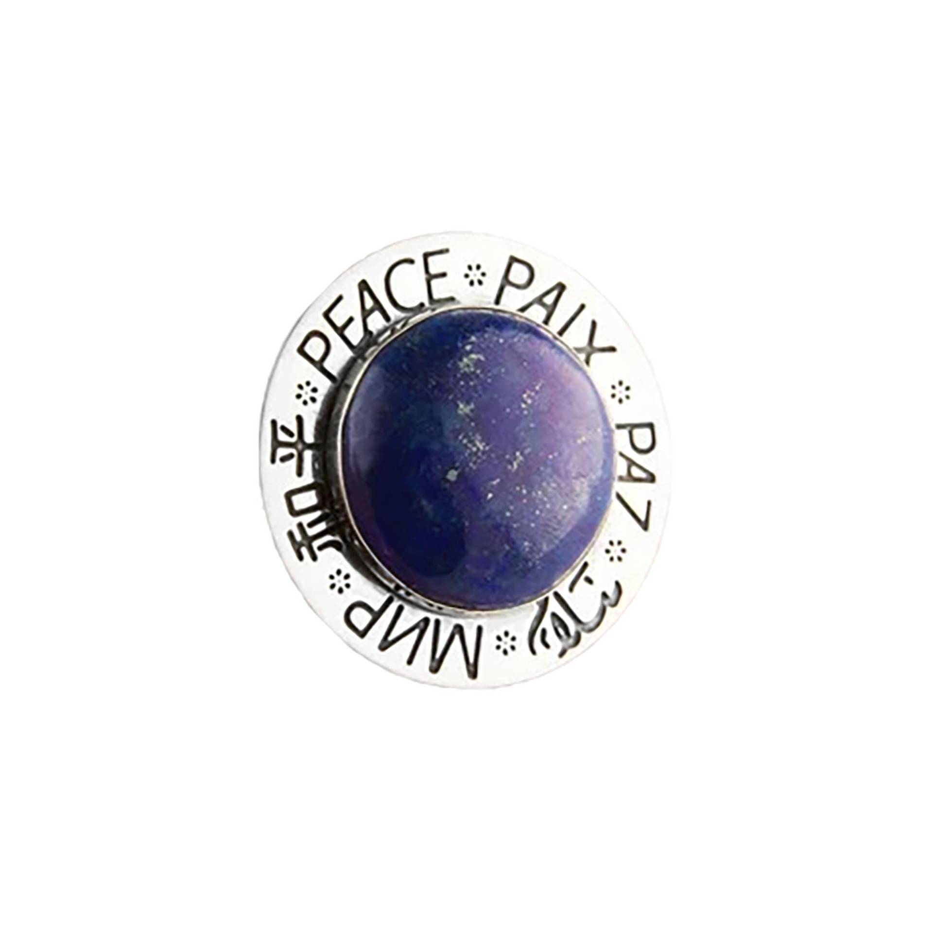 Lapis Lazuli Friedensbrosche Sterlingsilber "Peace Around The World' Anstecknadel von JanPalomboDesign