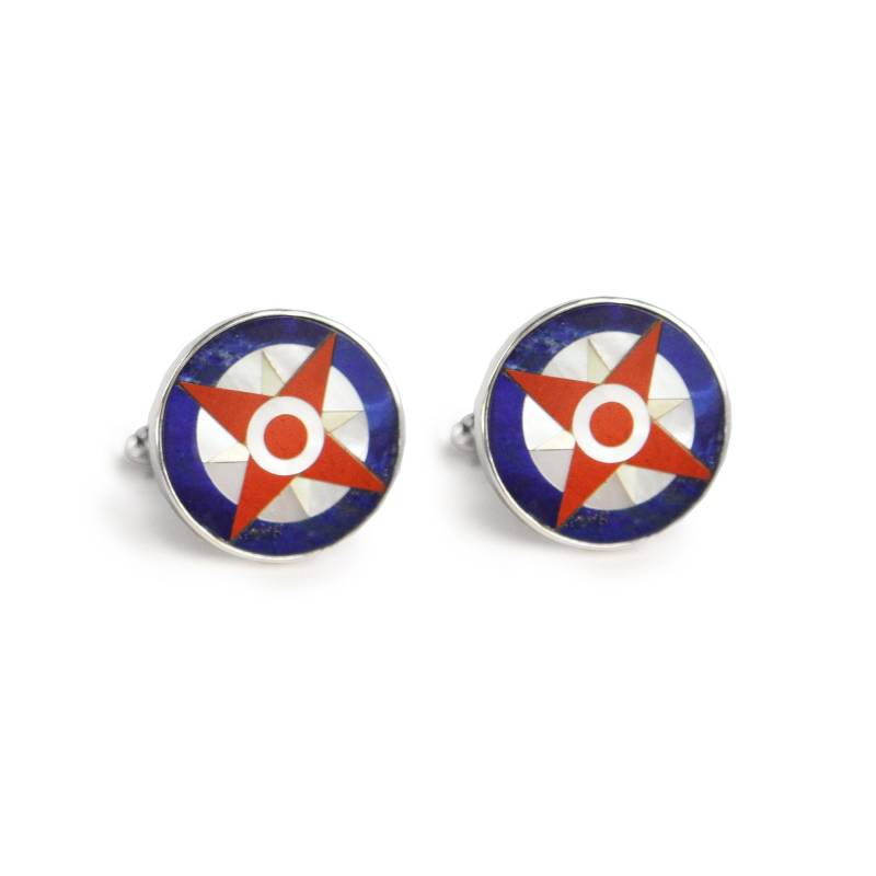 Lapis Lazuli Kompass Rose Sterling Silber Manschettenknöpfe von JanPalomboDesign
