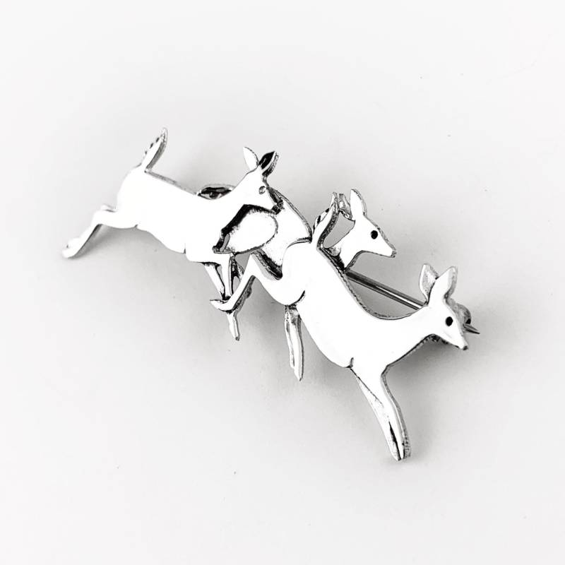 Laufende Hirsch Sterling Silber Pin Brosche Laufende Hirsch Sterling Silber Pin Brosche von JanPalomboDesign