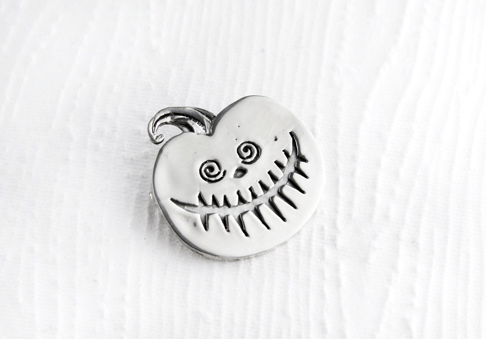 Lustige Kürbis Sterling Silber Brosche, Halloween Brosche von JanPalomboDesign