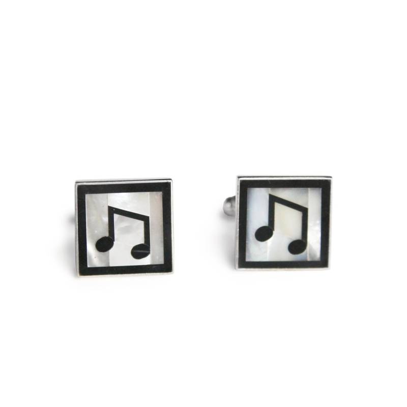 Manschettenknöpfe Mit Musiknote Aus 925Er Silber Schwarzer Onyx & Perlmutt von JanPalomboDesign