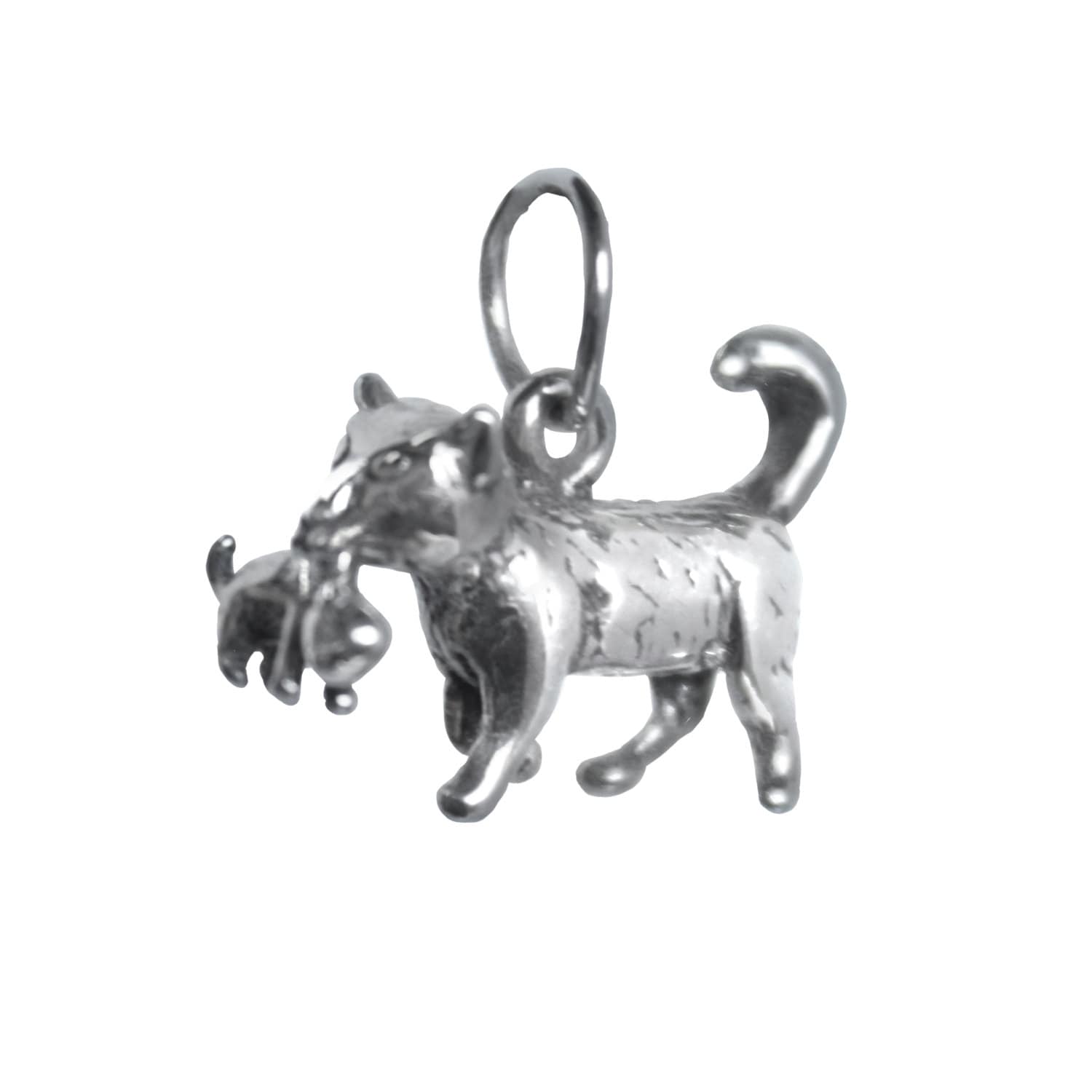 Momma Katze Und Kätzchen Sterling Silber Charm Anhänger von JanPalomboDesign