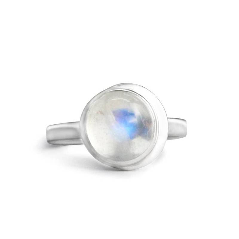 Mond Ring in Regenbogen Mondstein Und Sterling Silber, Ring Size 5-10 von JanPalomboDesign