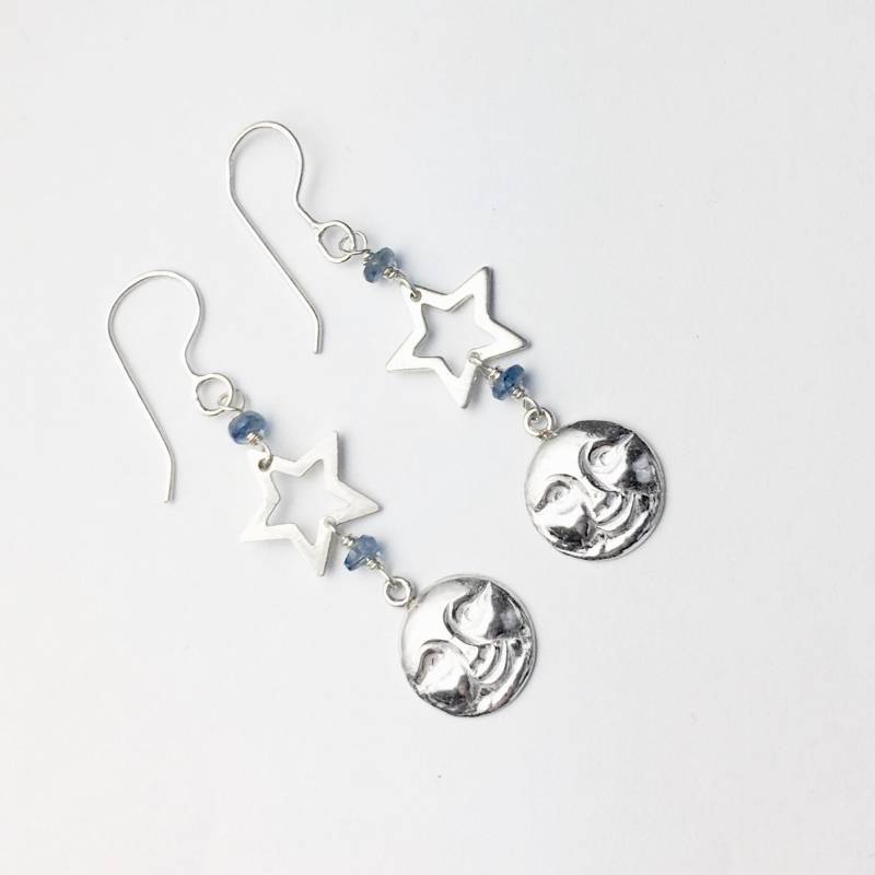 Mond Und Stern Saphir Sterling Silber Ohrringe, Ohrringe von JanPalomboDesign