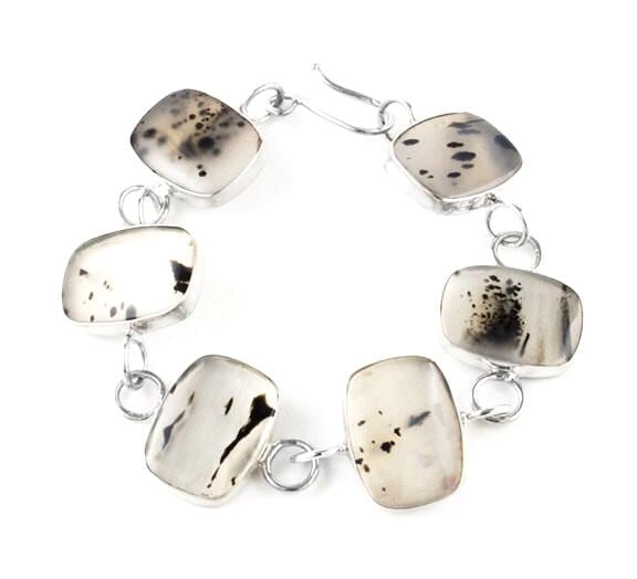 Montana Achat Und Sterling Silber Armband, Schwarz Weiß 18, 5 cm Armband von JanPalomboDesign