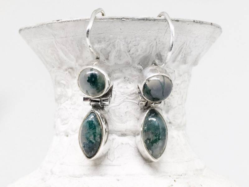 Moosachat Sterling Silber Ohrhänger von JanPalomboDesign