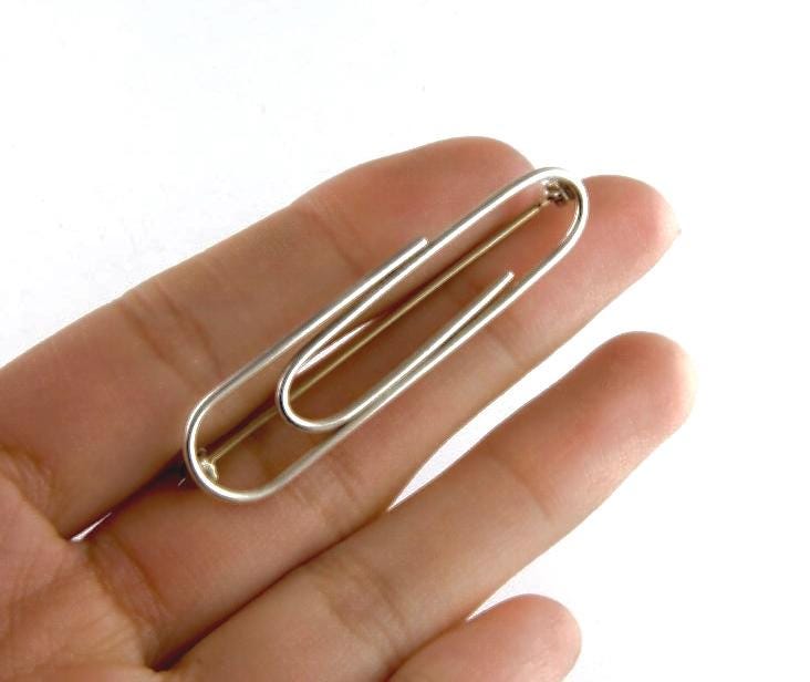 Paper Clip Sterling Silber Brosche, Paperclip Pin, Einheit Zusammen Pin Paper Clip Sterling Silber Brosche, Paperclip Pin, Einheit Zusammen Pin von JanPalomboDesign