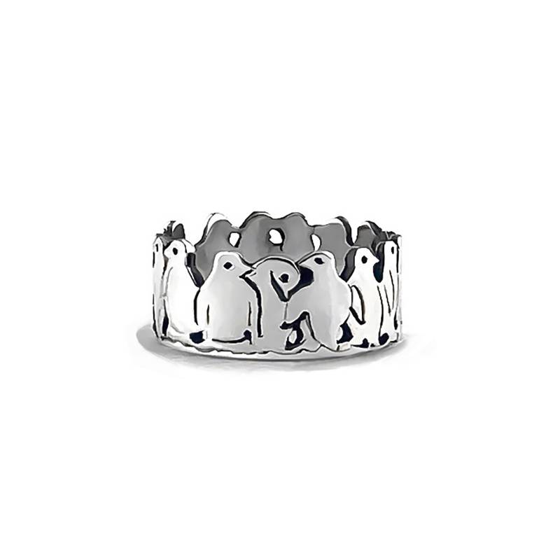 Pinguin Band Sterling Silber Ring Oxidierter Tier Schmuck von JanPalomboDesign