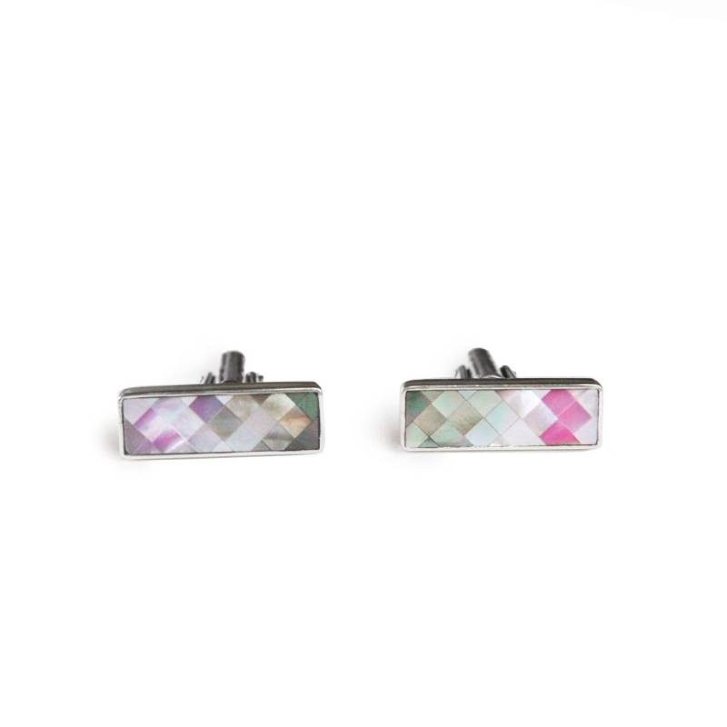 Rosa & Grau Perlmutt Sterling Silber Manschettenknöpfe von JanPalomboDesign