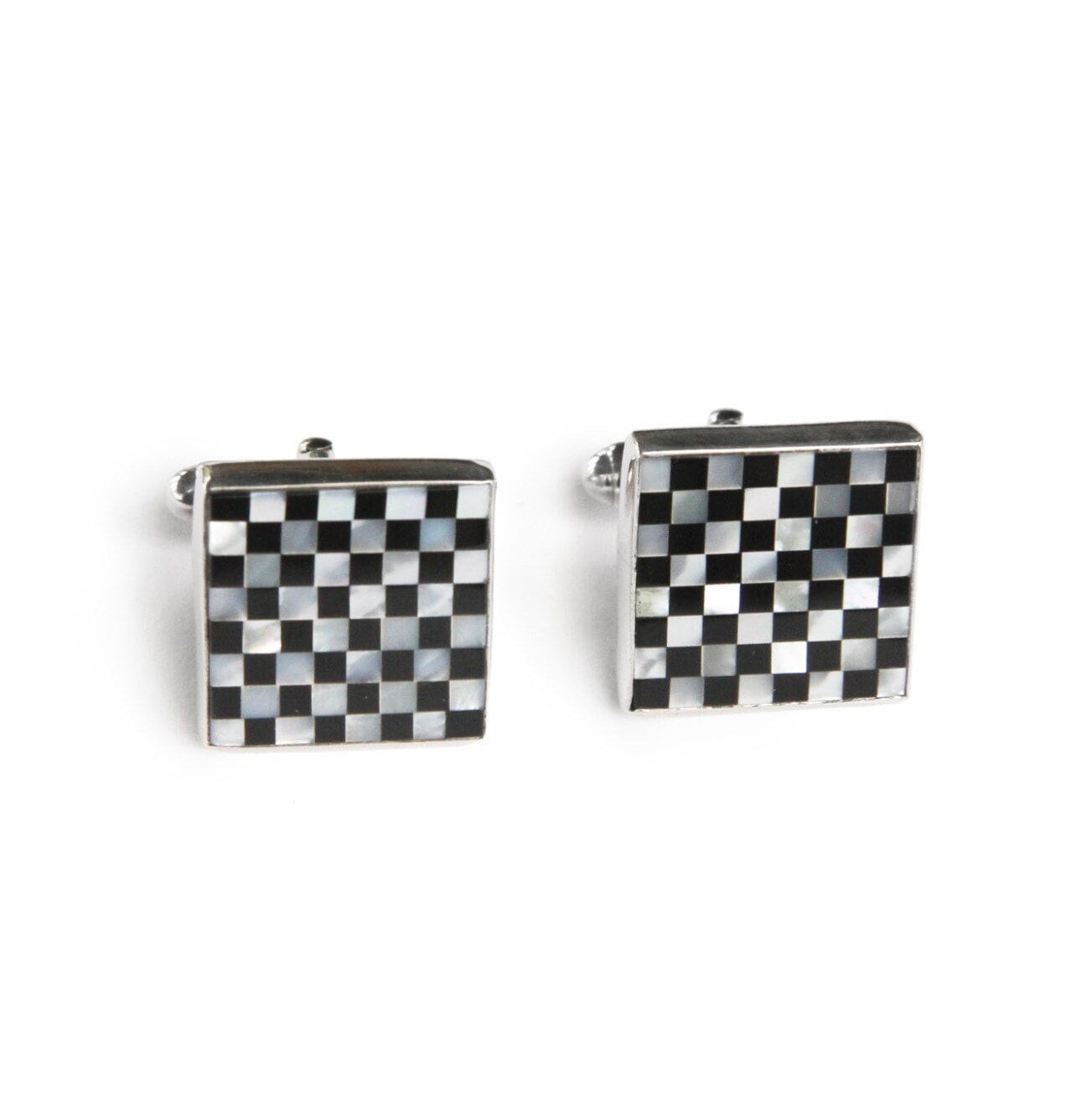 Schachbrett Inlay Sterling Silber Manschettenknöpfe Onyx Und Perlmutt Schachbrett Inlay Sterling Silber Manschettenknöpfe Onyx Und Perlmutt von JanPalomboDesign