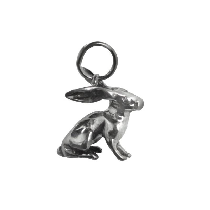 Sitzendes Kaninchen Sterling Silber Charm von JanPalomboDesign