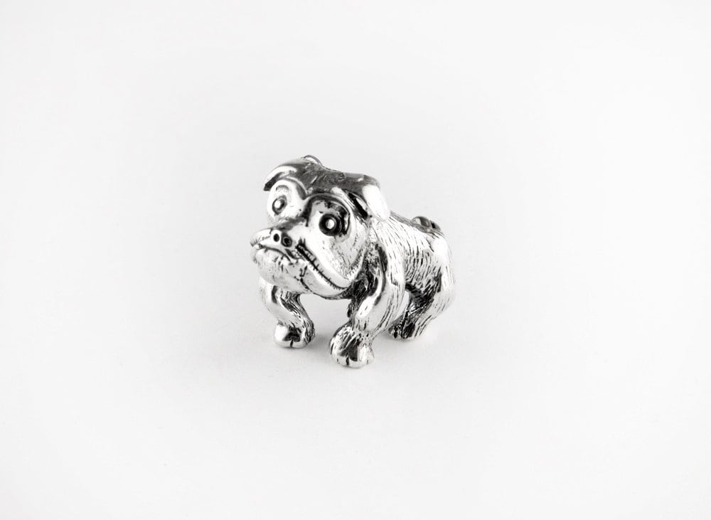 Stier Hund Sterling Silber Brosche, Luttle Bulldogge Pin, Brosche von JanPalomboDesign