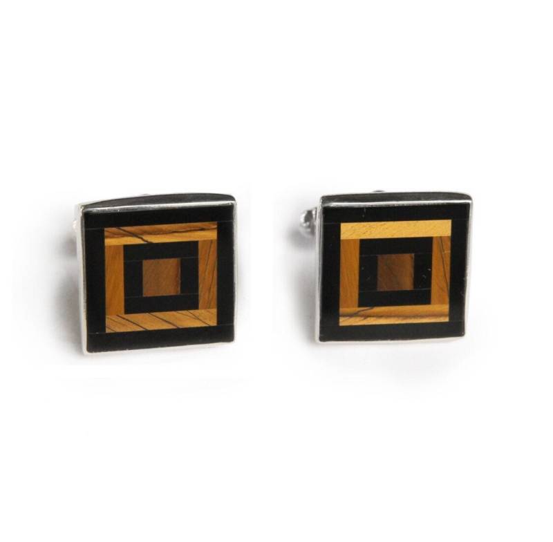 Tigerauge Manschettenknöpfe Sterling Silber Onyx Mosaik von JanPalomboDesign