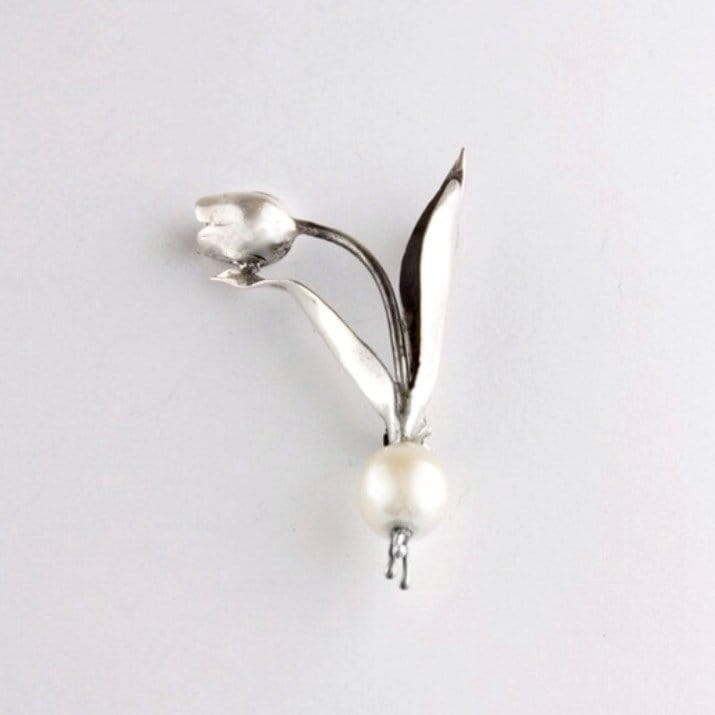 Tulpe Mit Perlbirne Sterling Silber Brosche von JanPalomboDesign