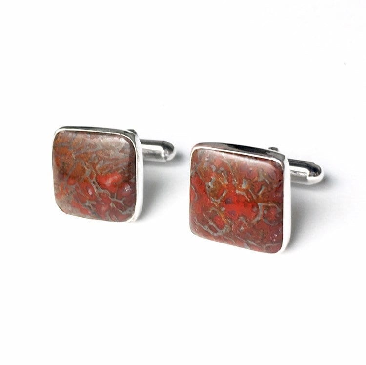 Versteinerte Dinosaurier Knochen Manschettenknöpfe Handgefertigtes Sterling Silber Achat von JanPalomboDesign