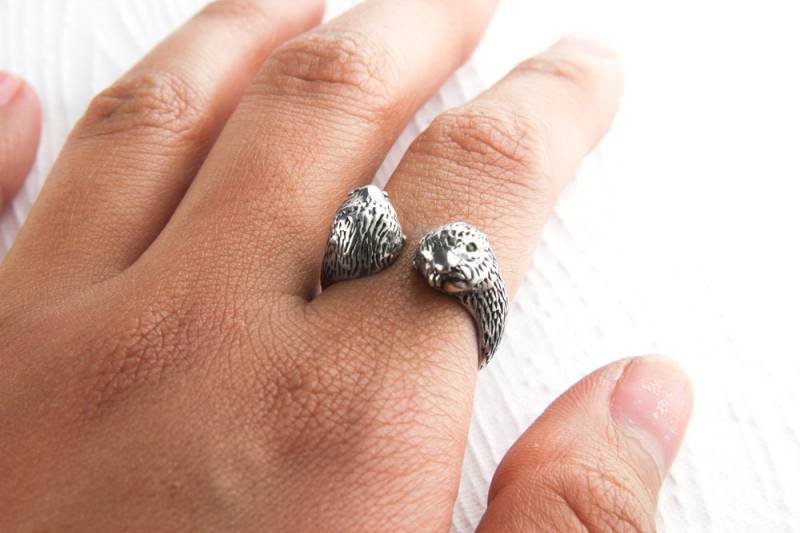 Verstellbarer Otterkopf-Ring Aus Sterlingsilber | Größe 8-9 von JanPalomboDesign