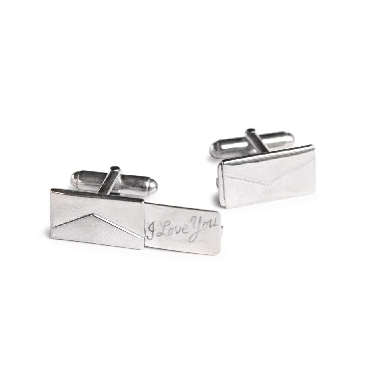 Vintage Style Sterling Silber Liebesbrief Manschettenknöpfe Engravable Note Vintage Style Sterling Silber Liebesbrief Manschettenknöpfe Engravable Note von JanPalomboDesign