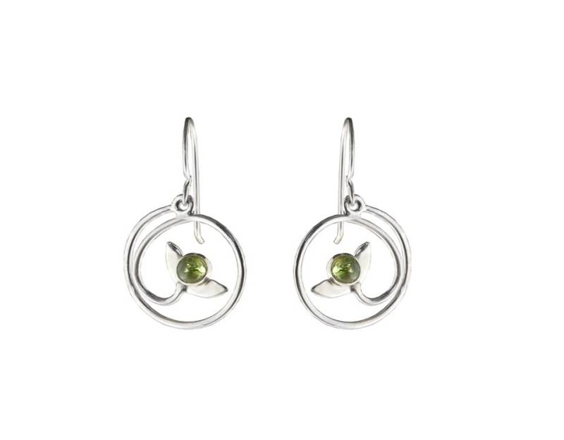 sterling Silber Blatt Ohrringe Mit Peridot Natur Inspirierter Schmuck von JanPalomboDesign