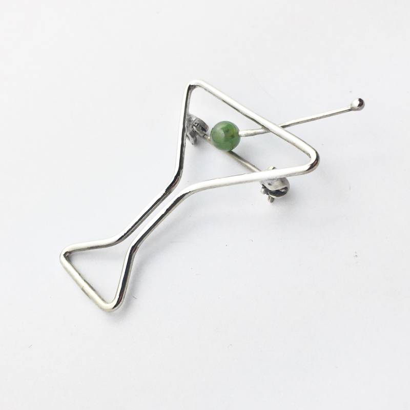 sterling Silber Martini Brosche Mit Peridot Olive - Handmade Usa von JanPalomboDesign