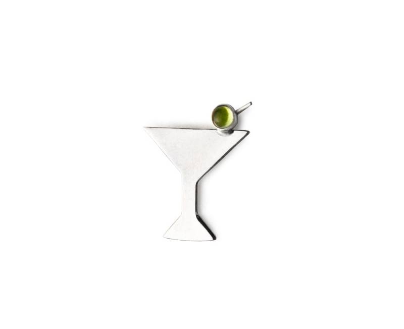 sterling Silber Martini Glas Krawatte Tac Peridot Olive Anstecknadel von JanPalomboDesign