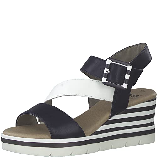 Jana Damen Sandalen mit Keilabsatz Sommer Vegan, Navy (Blau), 38 EU von Jana