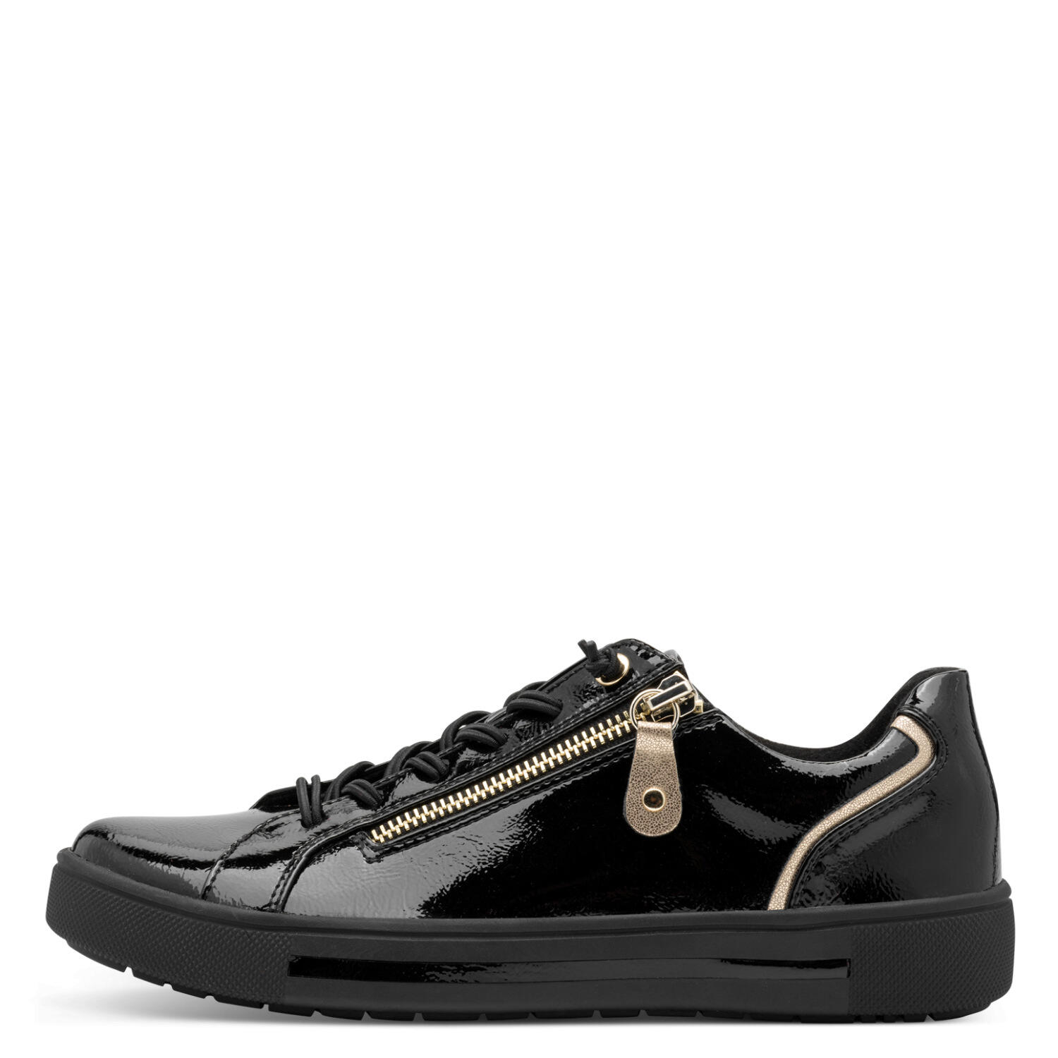 Damen-Schnürer BLACK PATENT / GOLD - Gr. - 39 von Jana