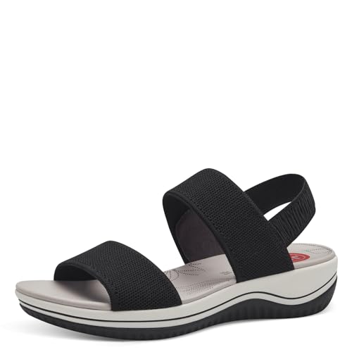 Jana Coshy Damen Sandalen flach Elastisch Vegan, Schwarz (Black), 38 EU von Jana