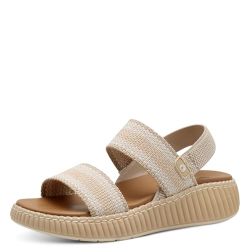 Jana Coshy Damen Sandalen flach mit Chunky-Sohle Bequem, Mehrfarbig (Beige Comb), 37 EU von Jana
