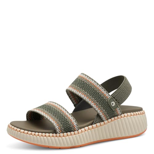 Jana Coshy Damen Sandalen flach mit Chunky-Sohle Bequem, Mehrfarbig (Sage Comb), 38 EU von Jana