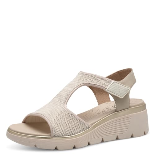 Jana Coshy Damen Sandalen flach mit Klettverschluss Bequem, Beige (Beige), 38 EU von Jana
