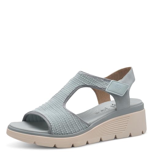 Jana Coshy Damen Sandalen flach mit Klettverschluss Bequem, Blau (Sky), 37 EU von Jana