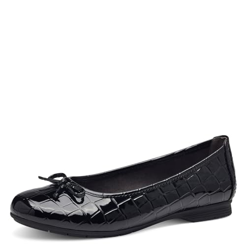 Jana Damen Ballerinas mit Schleife Vegan, Schwarz (Black Croco), 36 EU von Jana