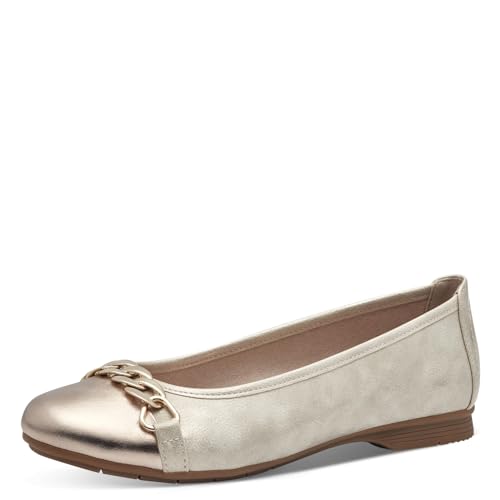 Jana Damen Ballerinas mit Zehenkappe Vegan, Mehrfarbig (Beige/Gold), 37 EU von Jana