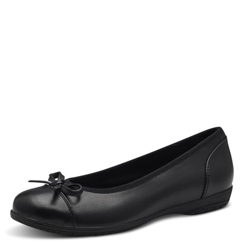 Jana Damen Ballerinas mit Schleife Vegan, Schwarz (Schwarz), 39 EU von Jana