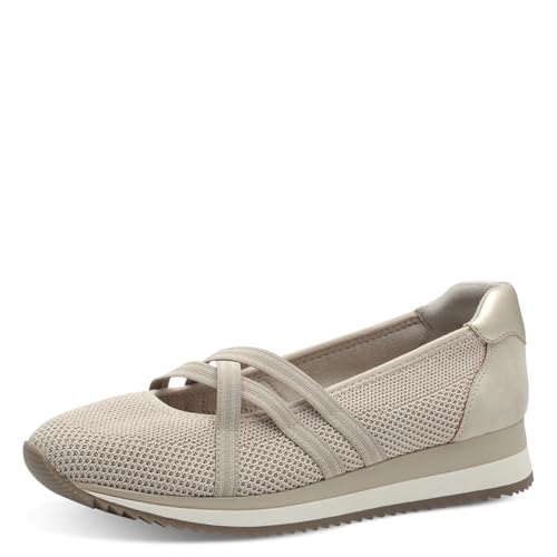 Jana Damen Ballerinas mit Riemen Vegan, Mehrfarbig (Beige/Gold), 37 EU von Jana