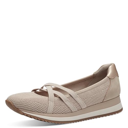 Jana Damen Ballerinas mit Riemen Vegan, Mehrfarbig (Beige/Gold), 40 EU von Jana