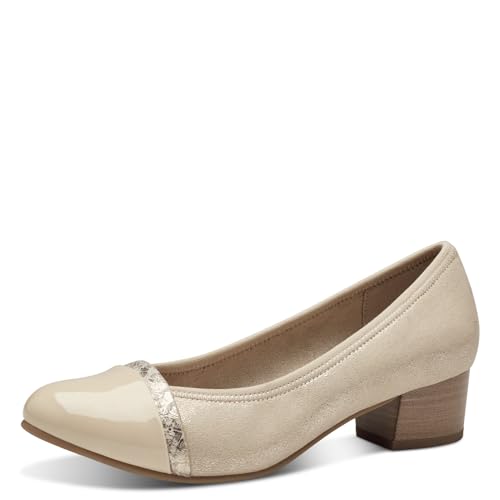 Jana Damen Pumps Kleiner Absatz Vegan, Gold (Gold Met Str), 40 EU von Jana