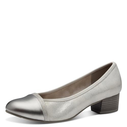 Jana Damen Pumps Kleiner Absatz Vegan, Silber (Silver Met Str), 37 EU von Jana