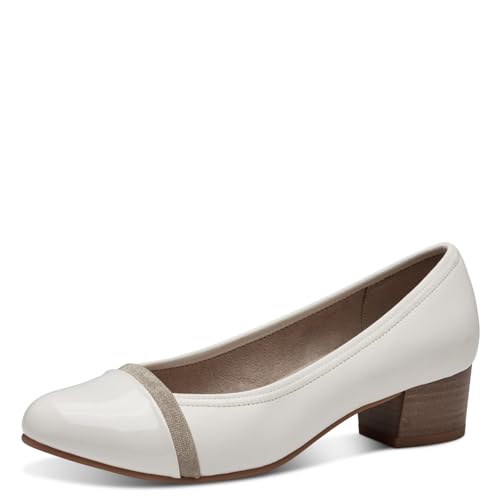 Jana Damen Pumps Kleiner Absatz Vegan, Weiß (White Patent), 37 EU von Jana