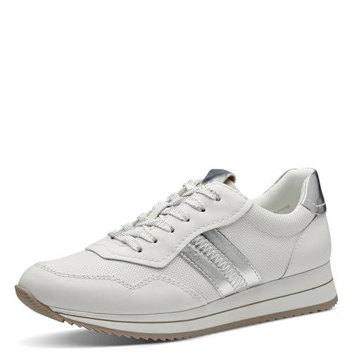 Jana Damen Sneaker flach mit dicker Sohle Vegan, Weiß (White/Silver), 37 EU Jana Damen Sneaker flach mit dicker Sohle Vegan, Weiß (White/Silver), 37 EU von Jana