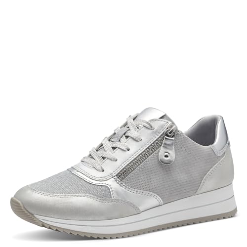 Jana Damen Sneaker flach mit Reißverschluss Vegan, Silber (Grey/Silver), 37 EU von Jana