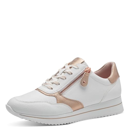 Jana Damen Sneaker flach mit Reißverschluss Vegan, Weiß (White/Rosegold), 36 EU von Jana