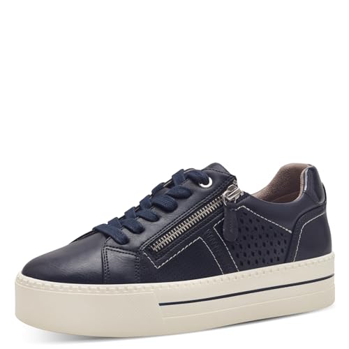 Jana Damen Plateau Sneaker mit Reißverschluss Vegan, Blau (Navy), 36 EU von Jana