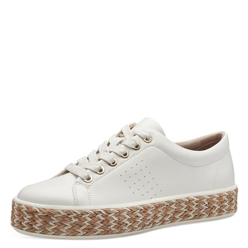 Jana Damen Sneaker flach mit Bastsohle Vegan, Weiß (White), 36 EU von Jana