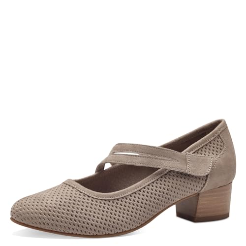 Jana Damen Pumps mit Riemen Kleiner Absatz Vegan, Braun (Stone), 40 EU von Jana